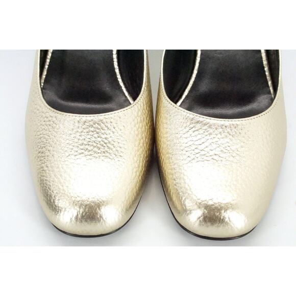 Saint Laurent Gold Leather Ankle Strap Pump  NIB - Picture 9 of 10